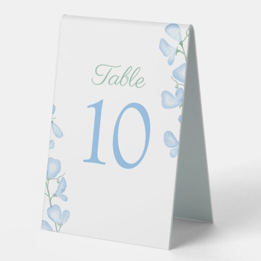 Plaque De Table Plutôt Bleu Pâle Fleur de mariage Numéro de table (Recto)
