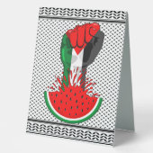 Plaque De Table Poing de résistance palestinienne sur le symbole d (Recto)