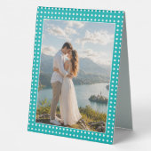 Plaque De Table Points blancs sur sarcelle – Mariage personnalisé (Verso)