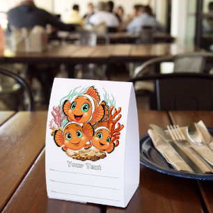 Plaque De Table Poisson clown Dessin animé mignon Famille Sous l'e