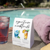 Plaque De Table Pool Mocktails Blue Hawaiian Piña Colada (InVersositu (sur table))