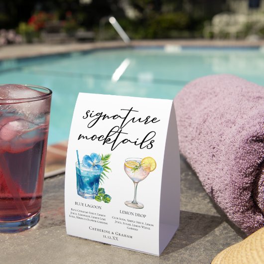 Plaque De Table Pool Party Mocktails Blue Lagoon Lemon Drop Menu (InVersositu (sur table))