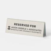 Plaque De Table Porte-nom de table en lin beige avec logo personna (Recto)