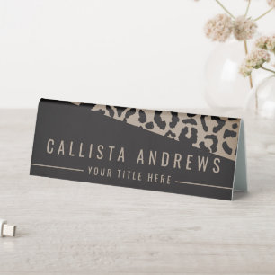 Plaque De Table Poster de animal moderne Black Grey Cheetah Leopar