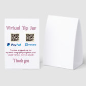 Plaque De Table Pot virtuel de pourboires code q r don d'argent Pa (Recto/verso)