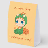 Plaque De Table Première fête de Halloween de bébé dragon (Arrière)