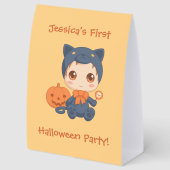 Plaque De Table Première fête d'Halloween Bébé Chat Noir (Arrière)