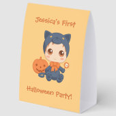 Plaque De Table Première fête d'Halloween Bébé Chat Noir (Recto)