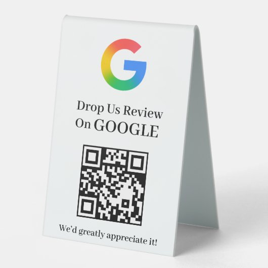 Plaque De Table Présentoir de style piédestal pour code QR Google (Recto)