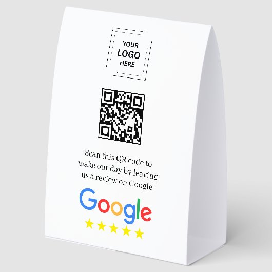 Plaque De Table Présentoir de tente de table de code QR pour avis (Recto)