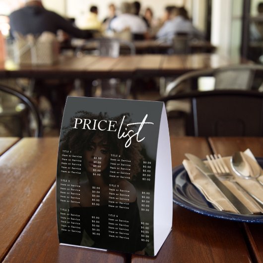Plaque De Table Price List Menu Salon Pricing Guide Photo (Insitu (restaurant))