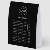 Plaque De Table Price List Table Tent | 6x8 Tabletop Paper Sign (Arrière)