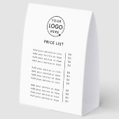 Plaque De Table Price List Table Tent | 6x8 Tabletop Paper Sign (Recto)