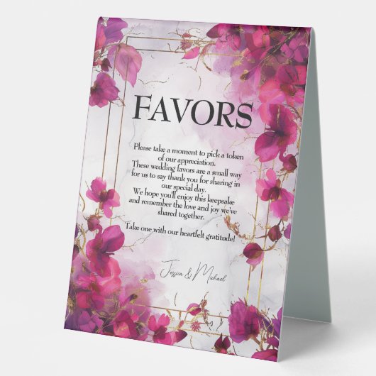 Plaque De Table 💍 Privilégie Fuchsia Enchantment Aquarelle (Recto)