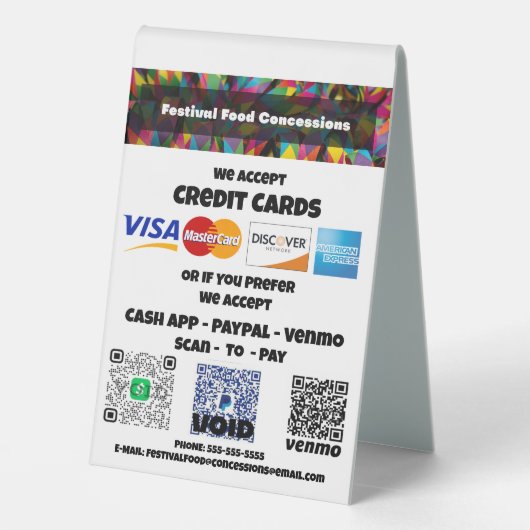 Plaque De Table Processus de paiement du code QR simplifié (Verso)