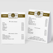 Plaque De Table Professional Coffee Shop Personalized Drinks Menu (Recto/Verso)