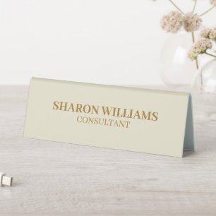 Plaque De Table Professionnel Élégant Beige Or Simple Minimaliste