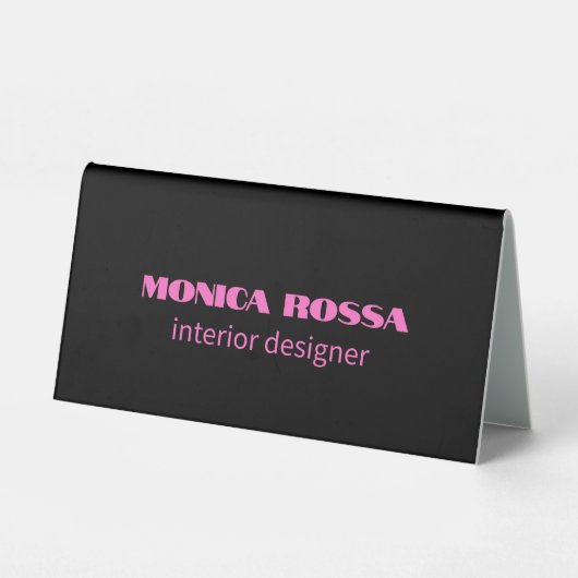 Plaque De Table Professionnel Simple Moderne Neon Rose Noir (Verso)