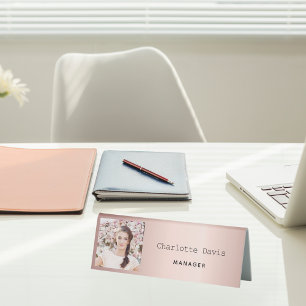 Plaque De Table Profil de couleur or rose profil photo nom entrepr