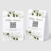 Plaque De Table Programme code QR des branches de olivier (Recto/verso)