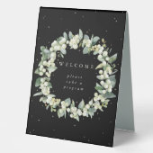 Plaque De Table Programme de mariage Black Snowberry+Eucalyptus (Recto)