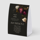 Plaque De Table Programme de mariage floral sombre élégant bordeau (Recto)