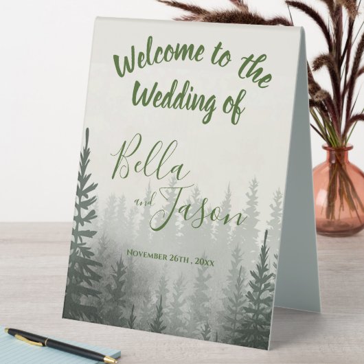 Plaque De Table Programme de mariage Misty Forest Trees MARIAGE à  (En SItu (Tableau))