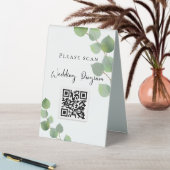 Plaque De Table Programme de mariage QR code eucalyptus verdure (En SItu (Tableau))