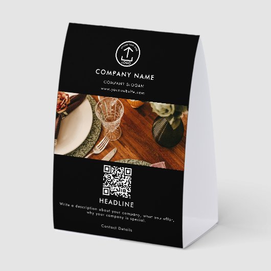 Plaque De Table Promotional Marketing Business Logo QR Code Photo (Recto)