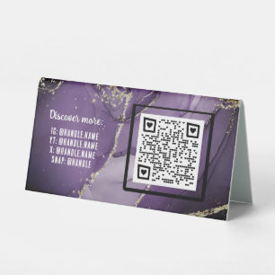 Plaque De Table Purple Alcohol Enk Business Code QR Handles sociau