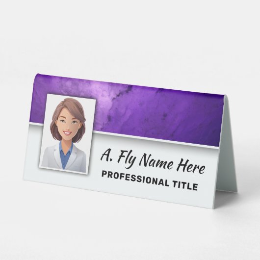 Plaque De Table Purple Amethyst Stone Nom photo professionnel Logo (Recto)