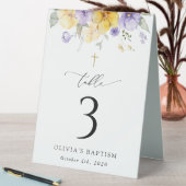 Plaque De Table Purple and Yellow Flowers, Baptism Table Numbers (En SItu (Tableau))