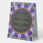 Plaque De Table Purple Daisy Floral Nature Mandala Menu Élégant (Recto)