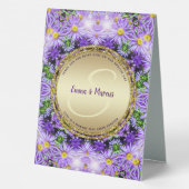 Plaque De Table Purple Flowers Nature Geometry Menu spécial de l'é (Verso)