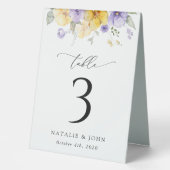 Plaque De Table Purple Flowers, Yellow Flowers, Table Numbers (Recto)