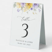 Plaque De Table Purple Flowers, Yellow Flowers, Table Numbers (Verso)