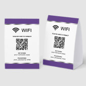 Plaque De Table Purple Silver QR Code Wifi Network and Password (Recto/verso)
