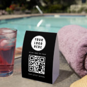 Plaque De Table QR Code Black Business Logo Scan Here Modern (InVersositu (sur table))