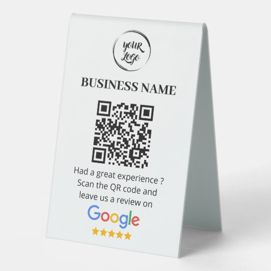 Plaque De Table Qr Code Google Avis de l'entreprise (Verso)