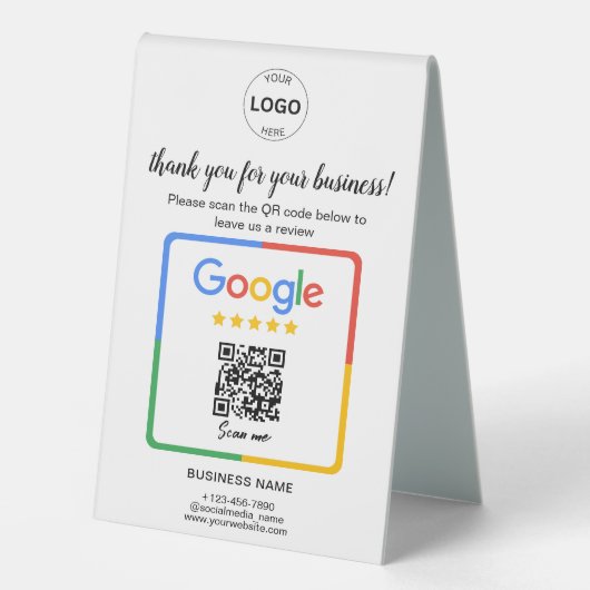 Plaque De Table Qr Code Google Commentaires des entreprises (Recto)