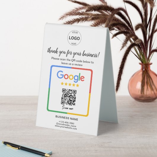 Plaque De Table Qr Code Google Commentaires des entreprises (En SItu (Tableau))