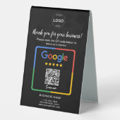 Plaque De Table Qr Code Google Commentaires Logo d'entreprise (Verso)