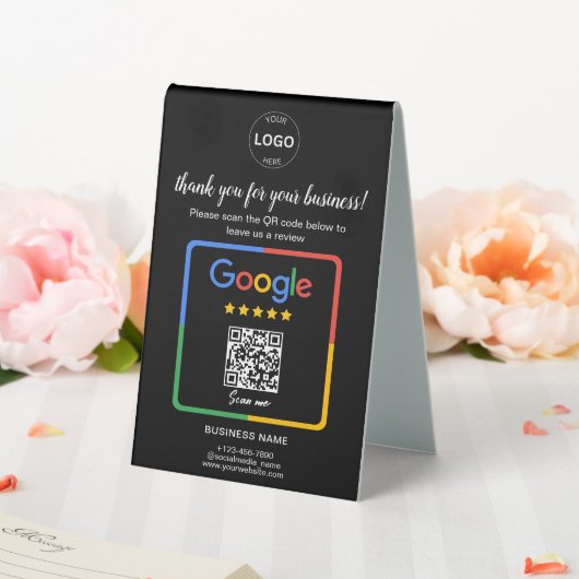 Plaque De Table Qr Code Google Commentaires Logo d'entreprise (In SItu (Mariage))