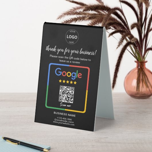 Plaque De Table Qr Code Google Commentaires Logo d'entreprise (En SItu (Tableau))