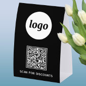 Plaque De Table QR Code Logo Business Scan for Discounts Black