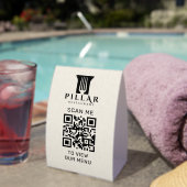 Plaque De Table QR Code Menu Light Beige Linen Custom Logo (InVersositu (sur table))