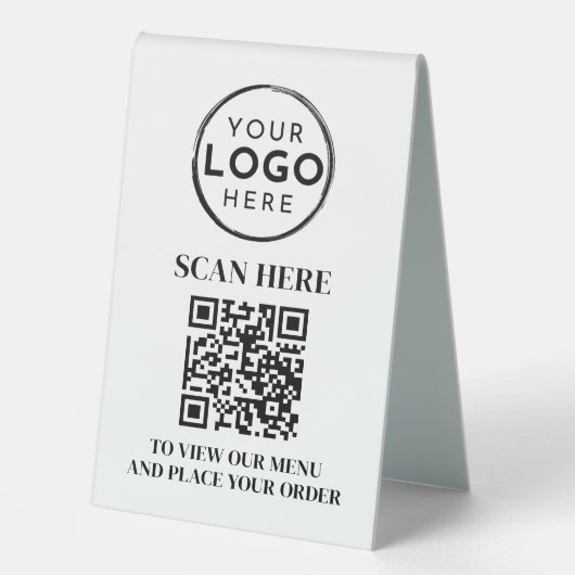 Plaque De Table QR Code Menu Logo moderne sans contact (Recto)