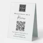 Plaque De Table QR code Modern S'il vous plaît laissez-nous un com (Recto)