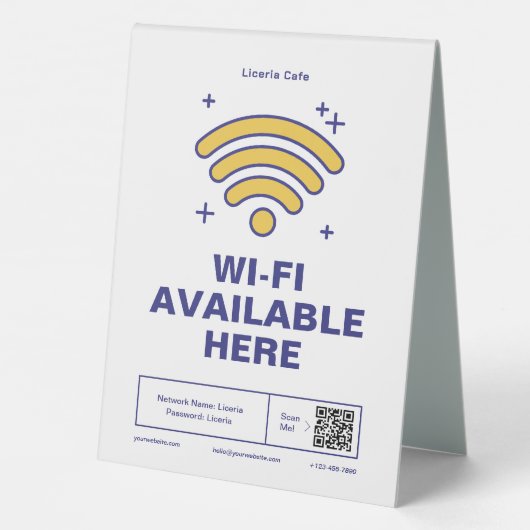 Plaque De Table Qr Code Nom commercial Minimal wifi Détails (Verso)