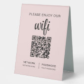 Plaque De Table QR Code Rose S'Il Vous Plaît Profitez De Notre Wif (Recto)